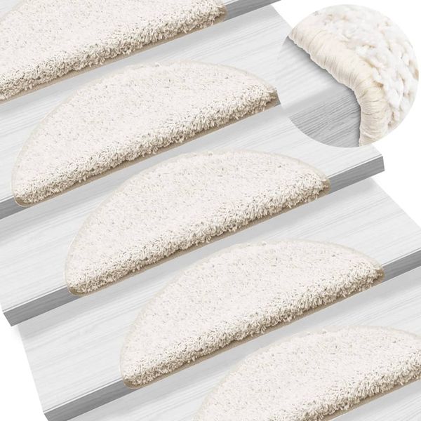 vidaXL Schodové rohože 10 ks 56x17x3 cm biele polkruhové