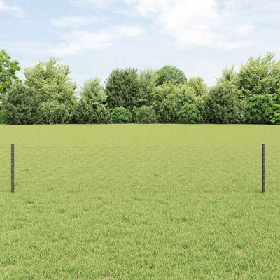 vidaXL Hexagonálny plot s stĺpom 25 x 0,4 m PVC potiahnutá oceľ Sivá