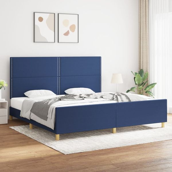 vidaXL Posteľ bez matraca modrá 200x200 cm látka