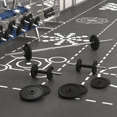 vidaXL Obojručná a jednoručná činka so závažiami 90 kg, liatina