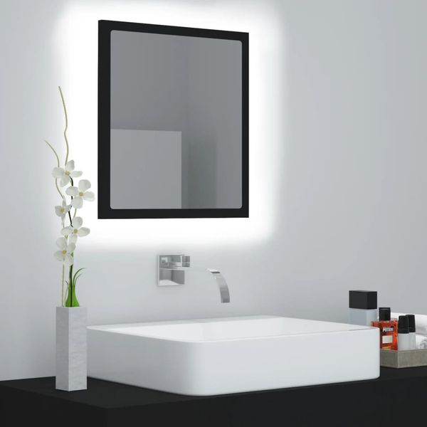 vidaXL Kúpeľňové zrkadlo s LED, čierne 40x8,5x37 cm, akryl