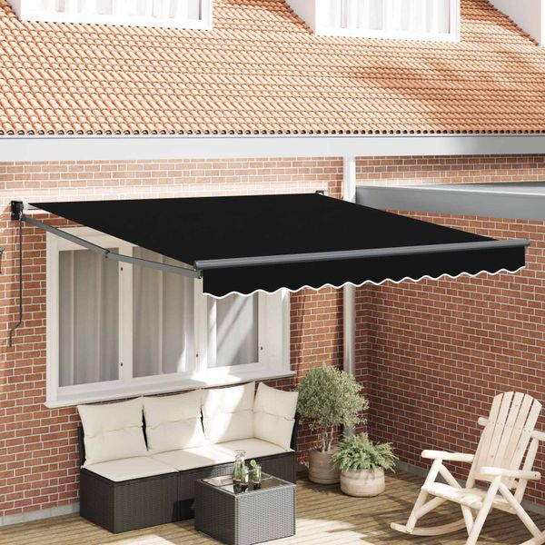 vidaXL Sklopná markíza Čierna 350 x 250 cm 100% polyester a hliník