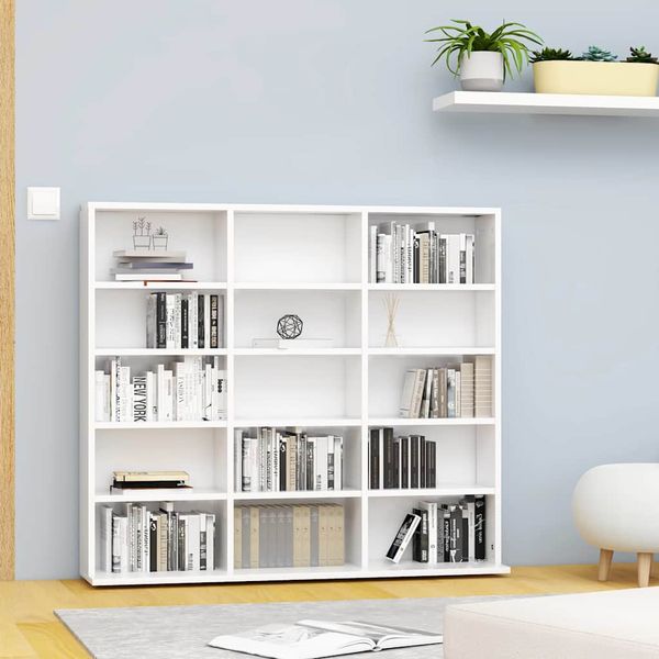 vidaXL Skrinka na CD, biela 100x23x89,5 cm, kompozitné drevo