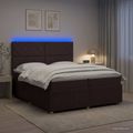 vidaXL LED boxspring posteľ s matracom Tmavohnedá 200 x 200 cm Látka