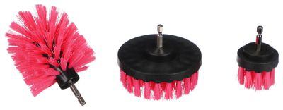 Sada kartáčů na vrtačku pro čištění auta CAR DETAILING DRILL BRUSH PINK 3, 3ks SIXTOL