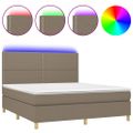 vidaXL Posteľ boxsping s matracom a LED sivohnedá 180x200 cm látka