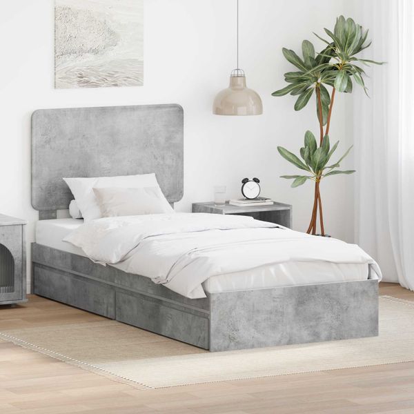 vidaXL Úložná posteľ Betónová šedá 90 x 200 cm Kompozitné drevo