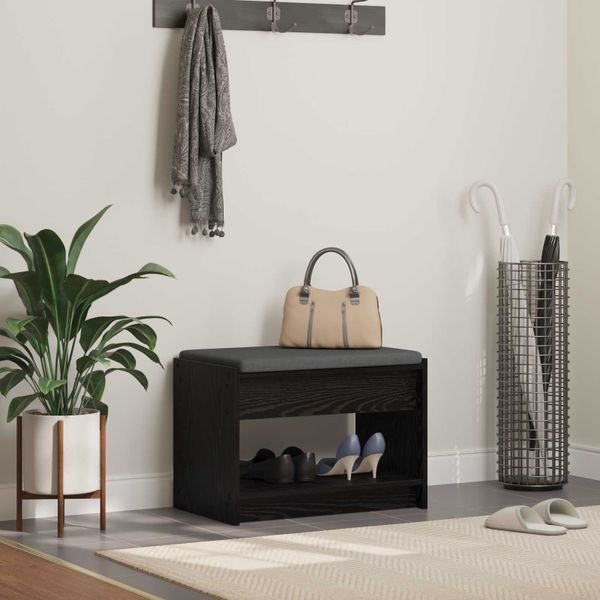 vidaXL Predsieňová lavica s vankúšom Čierny Dub 63 x 38 x 45 cm