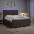 vidaXL LED boxspring posteľ s matracom Tmavohnedá 140 x 200 cm Látka