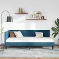 vidaXL Rohový rám postele s čelnou doskou Modrá 90 cm x 190 cm Zamat