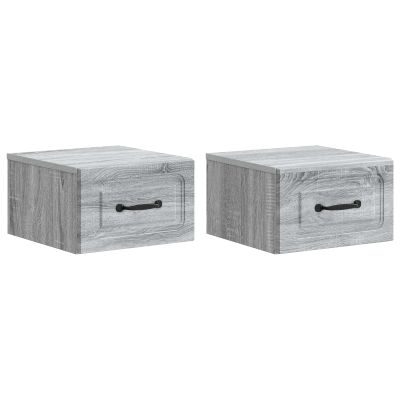 vidaXL Nástenná nočná skrinka 2 pcs Sivá sonoma 34,5 x 33 x 20 cm