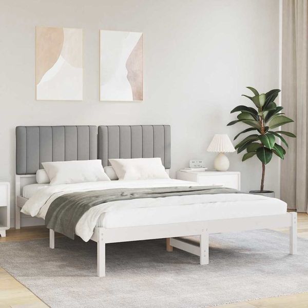 vidaXL Rám postele s čalúneným čelom Svetlosivá 160 x 200 cm