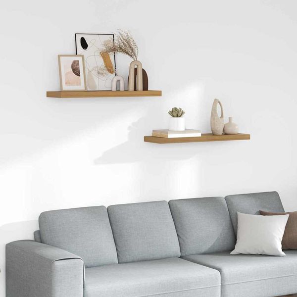 vidaXL Stenná polica 2 pcs Hnedá 80 x 23,5 x 4 cm Kompozitné drevo