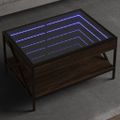 vidaXL Konferenčný stolík s nekonečnými LED hnedý dub 70x50x38 cm