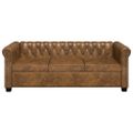 vidaXL Pohovka Chesterfield, 3-miestna, umelá koža, hnedá