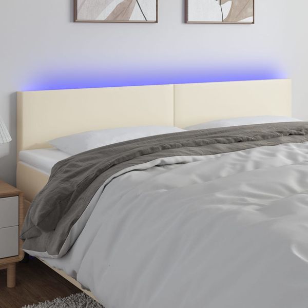 vidaXL Čelo postele krémové 200x5x78/88 cm umelá koža