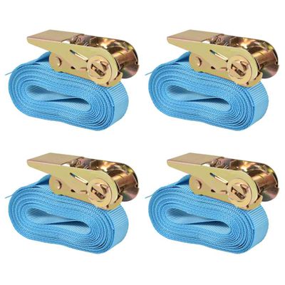 vidaXL Upínacie popruhy s račňou 4 ks, 0,8 tony, 6mx25mm, modré