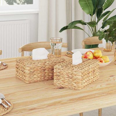 vidaXL Obaly na krabičky na vreckovky 2 pcs Vodný hyacint Prírodná