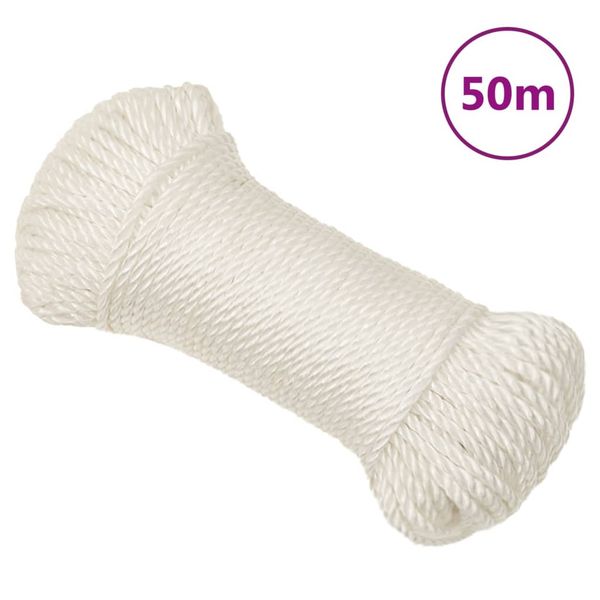 vidaXL Pracovné lano biele 8 mm 50 m polypropylén