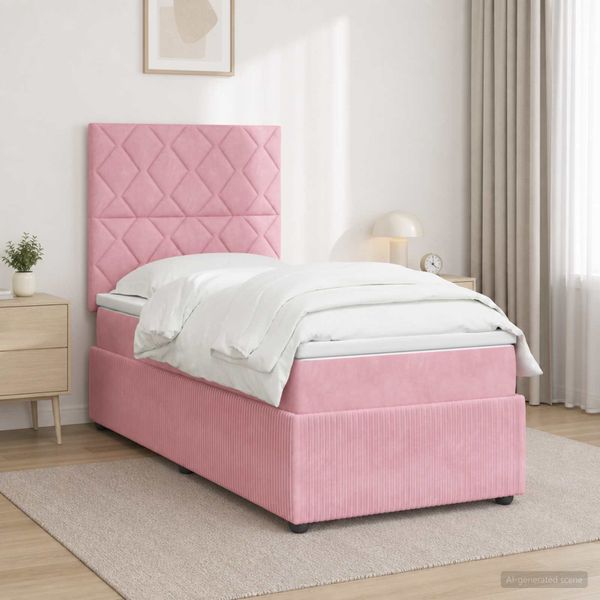 vidaXL Posteľ boxspring s matracom Ružová 80 x 200 cm Zamat