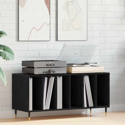 vidaXL Skrinka na gramofónové platne Čierny dub 100 x 38 x 48 cm