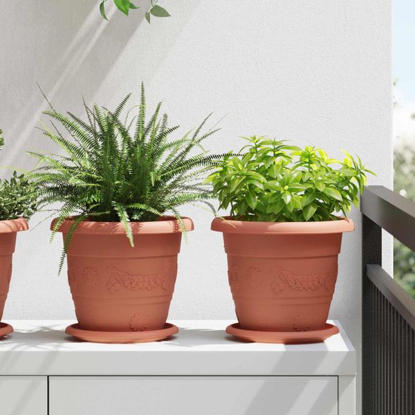 vidaXL Kvetináče 24 pcs Tehlovo červená Ø 22 x 18 cm Plast