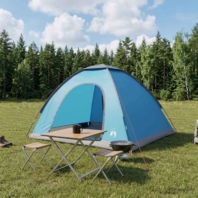 vidaXL Kempingový stan 4-miestny Modrá 185T polyester s PU náterom