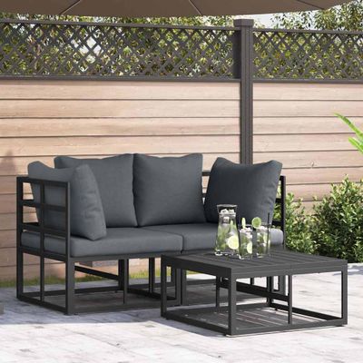 vidaXL Súprava záhradných pohoviek 3 ks Čierna Kov