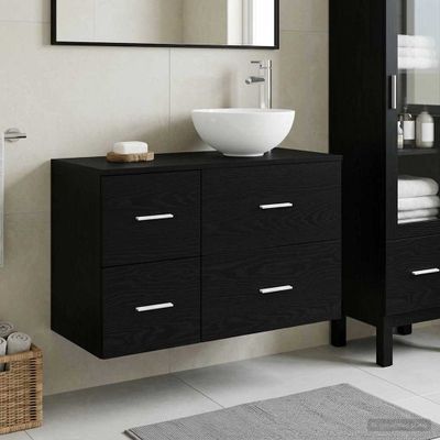 vidaXL Sada kúpeľňového nábytku 2 pcs Čierny dub Kompozitné drevo