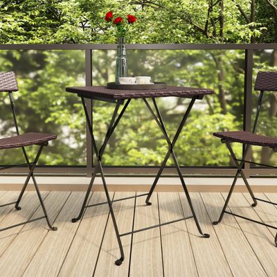 vidaXL Skladací bistro stôl hnedý 55x54x71 cm polyratan