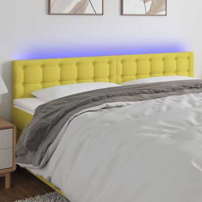 vidaXL Čelo postele s LED zelené 180x5x78/88 cm látka