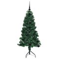 vidaXL Rohový umelý vianočný strom s 150 LED-i Zelená 120 cm PVC a kov