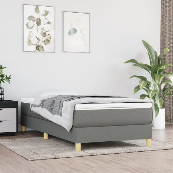 vidaXL Posteľný rám s boxspringom tmavosivá 90x200 cm látka