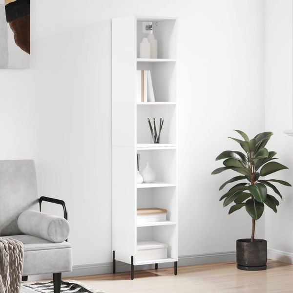 vidaXL Vysoká skrinka biela 34,5x32,5x180 cm spracované drevo