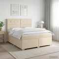 vidaXL Posteľ boxspring s matracom Krémová 160 x 200 cm Látka