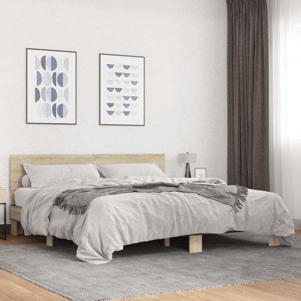 vidaXL Posteľný rám dub sonoma 180x200 cm kompozitné drevo a kov