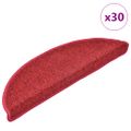 vidaXL Schodové rohože 30 ks 56x17x3 cm červené polkruhové