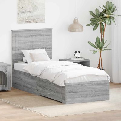 vidaXL Rám postele Sivý Sonoma a striebro 70 x 190 cm Kompozitné drevo