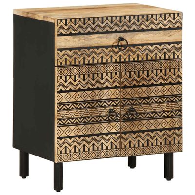 vidaXL skrinka na posteľ čierna 50x33x60 cm masívne hrubé drevo mango