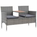 vidaXL 2-miestna záhradná lavica s čajovým stolíkom 143 cm polyratan sivá