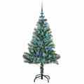 vidaXL Umelý vianočný stromček, snehom obalený, s LED svetlom 150 cm