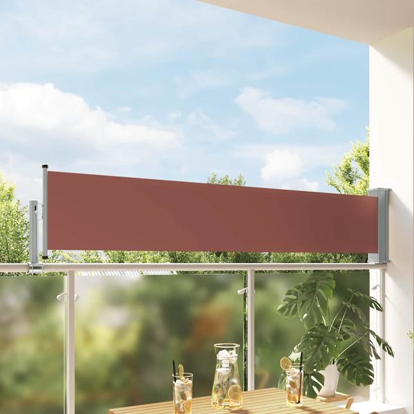 vidaXL Zaťahovacia bočná markíza na terasu hnedá 60x300 cm