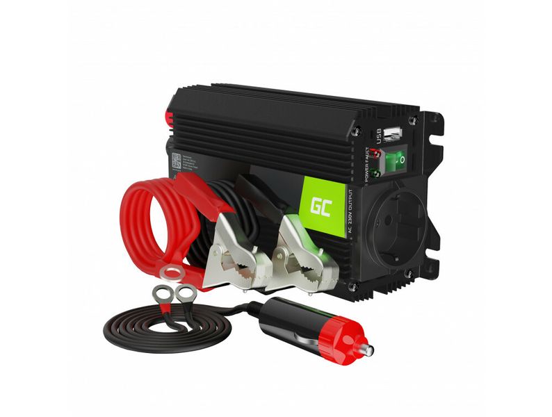 Green Cell INVGC02 automobilový menič napätia 24V to 230V, 300W/600W s USB