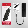 AXAGON HUE-F7C, 7x USB 3.2 Gen 1 ALU FLAT CHARGING hub, micro USB nap. konektor, kabel USB-C 30cm USB Hub, externí, 7x USB 3.0, 0,3m, hliníkové telo, cerný