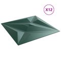 vidaXL Nástenné panely 12 ks 50 x 50 cm Star Zelený XPS Pena