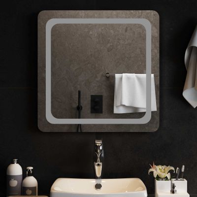 vidaXL Zrkadlo do kúpeľne s LED Priehľadná 60 x 60 cm tvrdené sklo