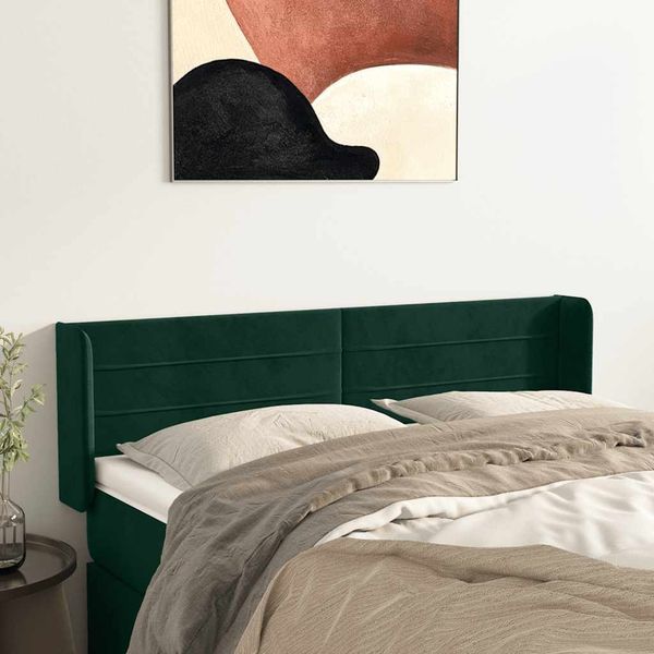 vidaXL Čelo postele so záhybmi zelený 147x16x78/88 cm zamat