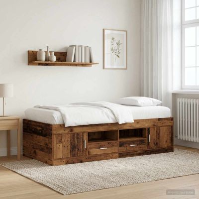 vidaXL Rám postele so skladom Staré drevo 80 x 200 cm Kompozitné drevo
