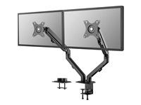 Montážna sada - plný pohyb - pre 2 LCD displeje - oceľ - čierna - veľkosť obrazovky: 17"-27" - upevnenie svorkou, priechodka, upevniteľné na stôl