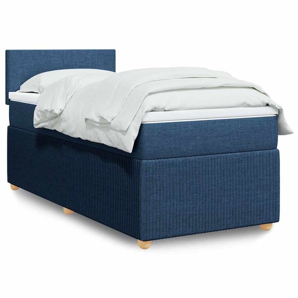 vidaXL Boxspring posteľ s matracom modrá 100x200 cm látka